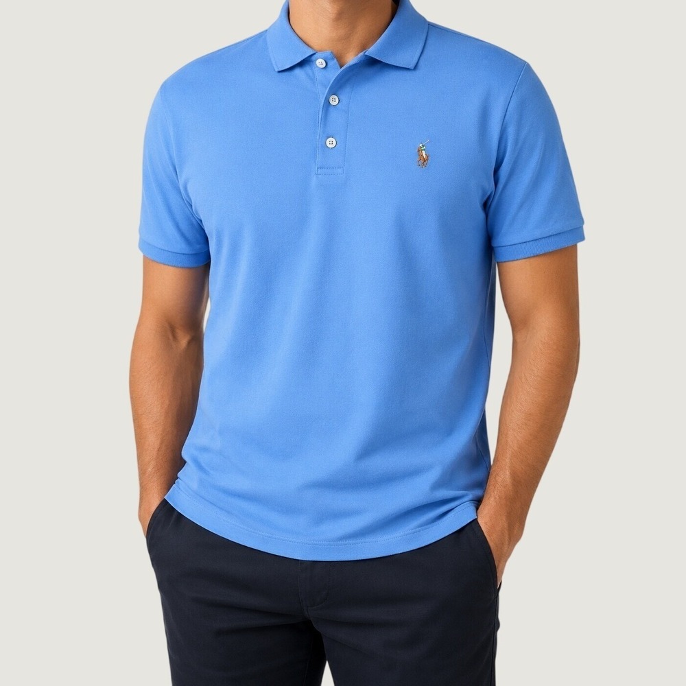 Polo Ralph Lauren Mens Classic Fit Short Sleeve Polo Shirt Blue Medium M Pony